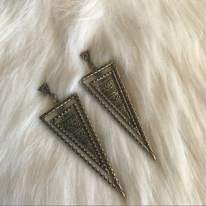 Silver triangle spike earrings
